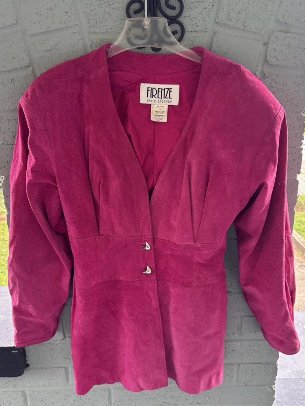 Vintage Firenza Santa Barbara 1980s Hot Pink Leather/Suede Jacket-USA-Size Med